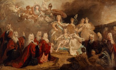 Sketch of the allegorical painting commissioned by the city of Paris for the engagement of Louis XV and the Infanta Marie Anne Victoire of Spain by Nicolas de Largillière