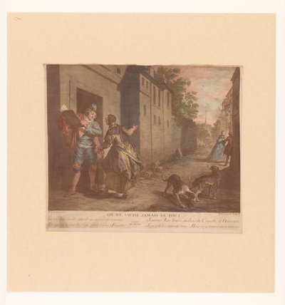 Street Scene with Man with Book by Nicolas de Larmessin (III)