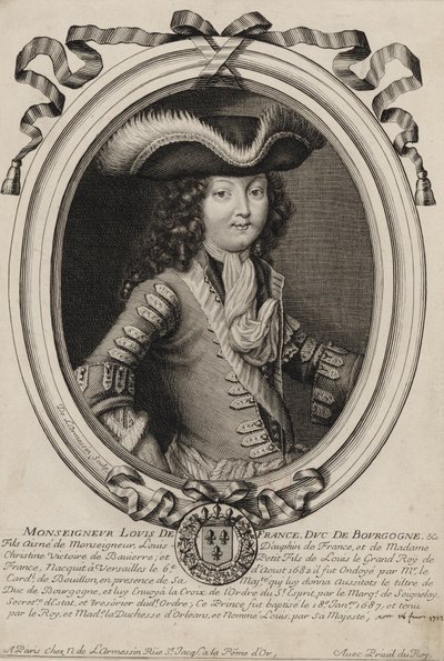 Engraved Portrait of Louis, Duke of Burgundy (1682-1712) by Nicolas de Larmessin