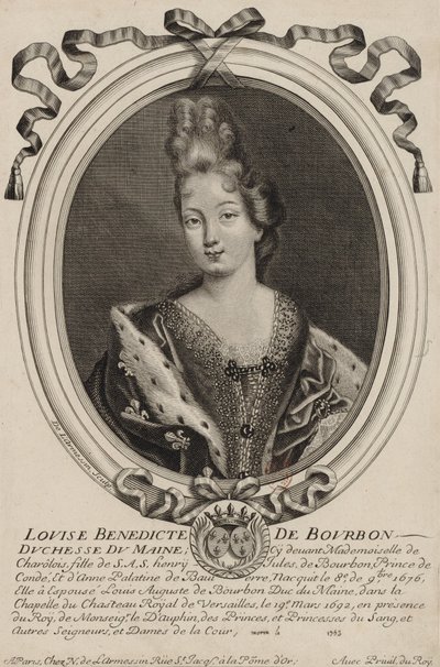 Engraving of Louise Bénédicte de Bourbon, Duchess of Maine by Nicolas de Larmessin