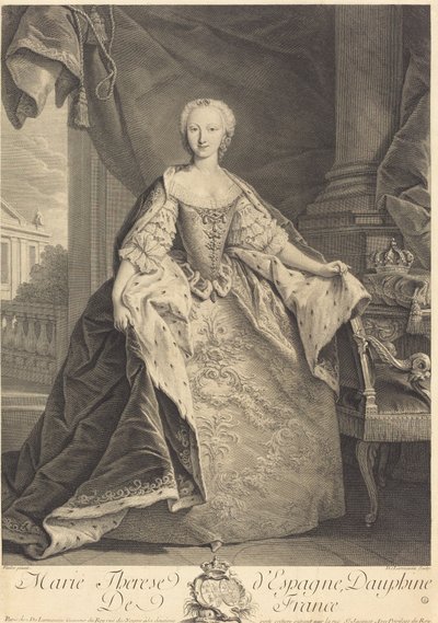 Marie Therese of Spain, Dauphine of France by Nicolas de Larmessin IV after Jean Baptiste Van Loo