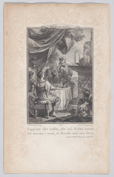 Canto 26, Stanza 39, from Orlando Furioso, 1774 by Nicolas de Launay