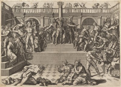 The Massacre of the Innocents by Nicolaus Beatrizet, after Marco Dente, after Baccio Bandinelli