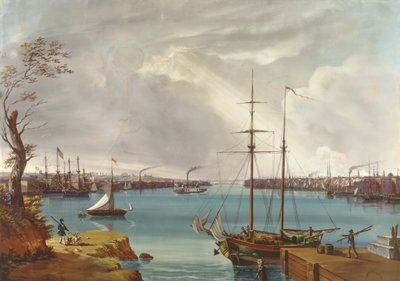 View of New York, Brooklyn and the Navy Yard Taken from the Heights Near Williamsburg by Nicolino Calyo