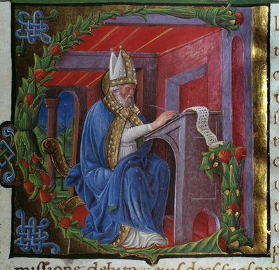 Saint Augustine Writing (detail) by Nicolo Polani