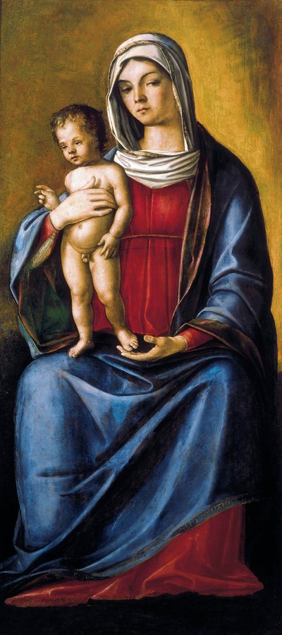 Madonna and Child, Central Panel of Triptych with Madonna and Child, St. Albert and St. Sebastian by Nicolo Rondinelli