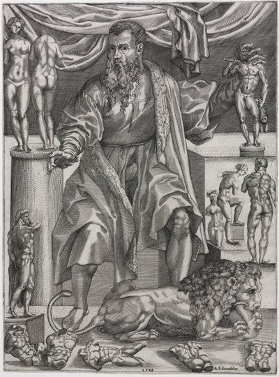 Portrait of Baccio Bandinelli with Lion by Nicolo della Casa