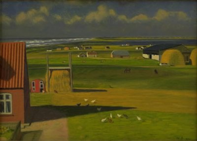 A Landscape with Farm Houses in the West of Jutland by Niels Jakob Jakobsen Bjerre