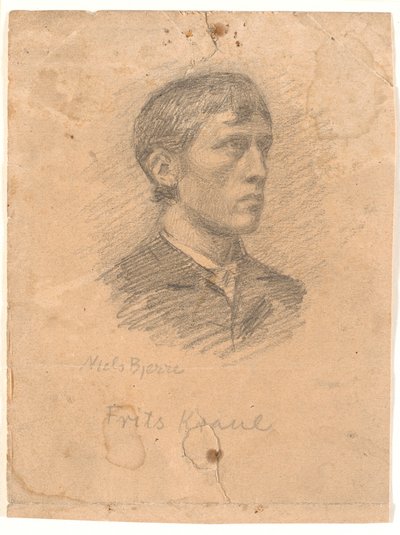Portrait of the Painter Frits Kraul (1862-1935) in 3/4 Profile by Niels Jakob Jakobsen Bjerre