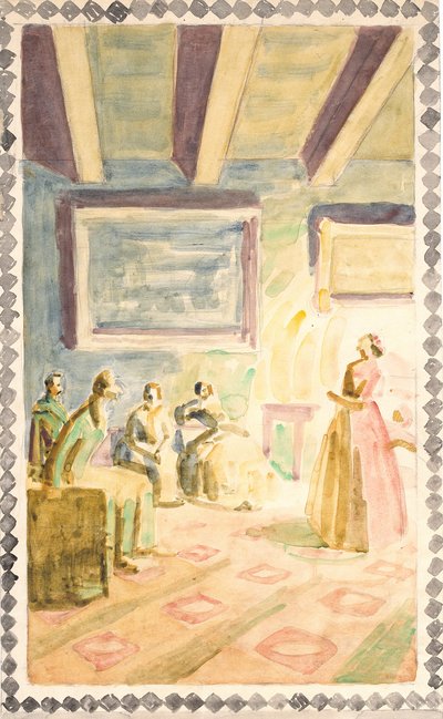 Five Sketches for Fresco Decorations in the H.C. Andersen Memorial Hall in Odense by Niels Larsen Stevns