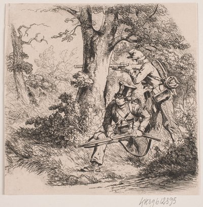 Soldiers in a Forest. Outpost Skirmish at Vejle by Niels Simonsen