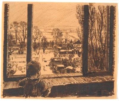 A Boy at a Window with a View of Garden and Field by Niels Skovgaard