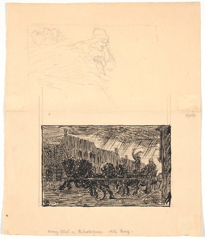 Two Illustration Drafts for Sønderjyske Folkesagn, by F. Ohrt. F.o. Where You Least Expect It and F.n. King Abel and the Ropemakers by Niels Skovgaard