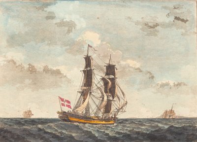 A Danish Brig Sailing Almost Before the Wind by Niels Truslew
