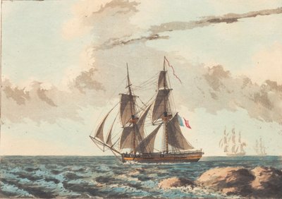 A French Canon Brig Crossing Close Underwater by Niels Truslew