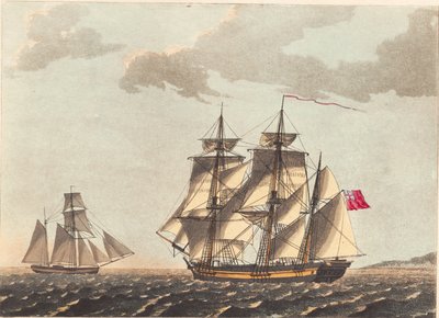 A Galley and an English Bark Ship Under Sail by Niels Truslew