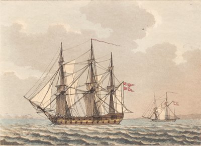 A Danish Warship at Anchor, Drying Its Sails by Niels Truslew