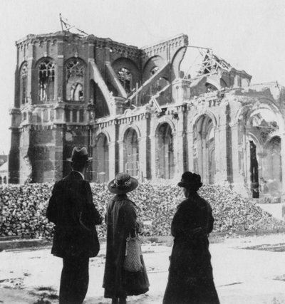 Damage to the Church of Notre Dame, Armentières, France, World War I by Nightingale and Co