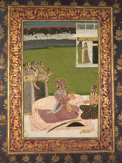 Portrait of Maharaja Savant Singh with Consort, Bani Thani by Nihal Chand