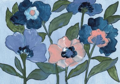 Blue and Peach Blooms by Nikita Jariwala