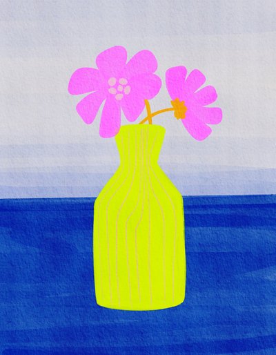 Bright Pink Flower Vase by Nikita Jariwala