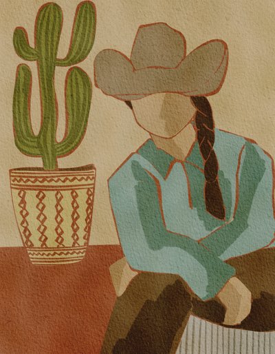 Desert Cowgirl and Cactus by Nikita Jariwala