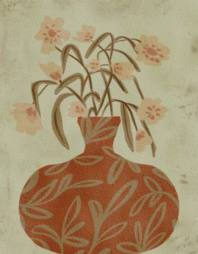 Terracotta Vase Blossoms by Nikita Jariwala