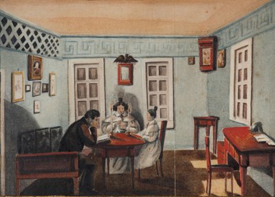 Nikita Muravyov with His Daughter Sofia by Exile in Irkutsk Province (1837) by Nikita Mikhailovich Muravyov