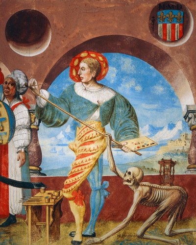 Death pulling brush from painter (detail) by Niklaus Manuel