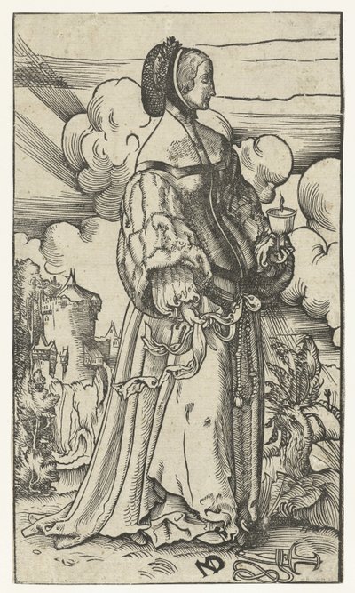 Wise Virgin with Burning Oil Lamp in Landscape (Five Wise and Five Foolish Virgins) by Niklaus Manuel Deutsch