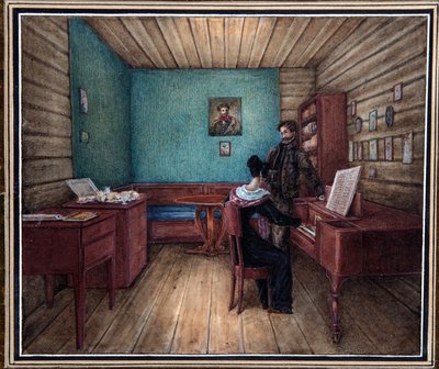 Count Serge Volkonsky with His Wife in the Peter Prison by Nikolai Alexandrovich Bestuzhev