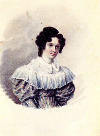 Portrait of Alexandra Ivanovna Davydova, wife of Decembrist Vasily Davydov by Nikolai Alexandrovich Bestuzhev