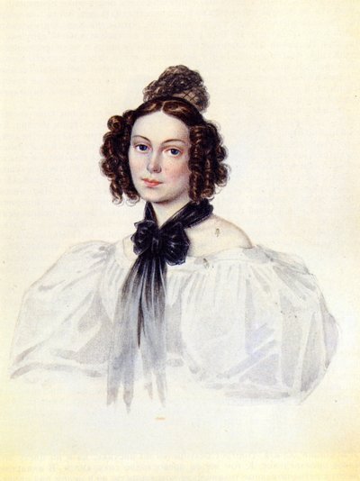 Portrait of Camilla Ivasheva Le Dantieau 1808-1839, Wife of Decembrist Vasily Ivashev, 1831 by Nikolai Alexandrovich Bestuzhev