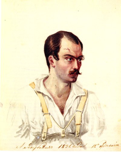 Portrait of Decembrist Alexander Ivanovich Yakubovich by Nikolai Alexandrovich Bestuzhev