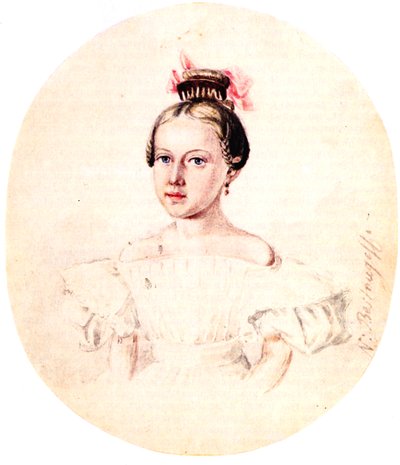 Portrait of Olga Annenkova, Daughter of Decembrist Iwan Annenkow, 1836 by Nikolai Alexandrovich Bestuzhev