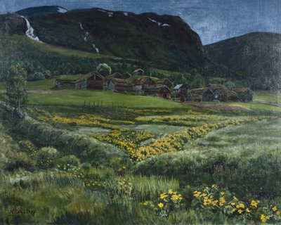 June Night and Old Western Norway Yard by Nikolai Astrup