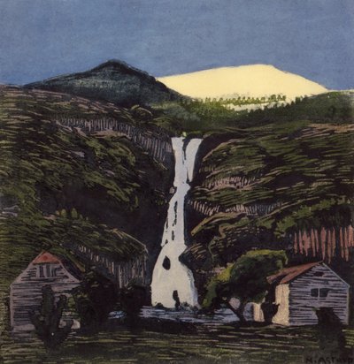 Waterfall and Glacier by Nikolai Astrup