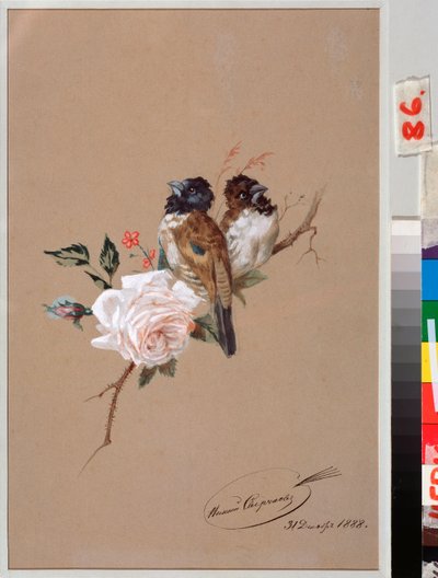 Two Birds on a Rose by Nikolai Egorevich Sverchkov