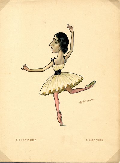 Ballet dancer Tamara Karsavina From: Russian Ballet in Caricatures by Nikolai Gustavovich Legat
