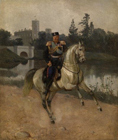 Equestrian Portrait of the Emperor Alexander III at Gatchina by Nikolai Gustavovich Schilder
