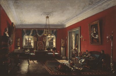 The drawing room in the Nashchokin House in Moscow by Nikolai Ivanovich Podklyuchnikov
