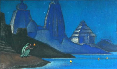 Flame of Happiness Lights on the Ganges, 1947 by Nikolai Konstantinowitsch Roerich