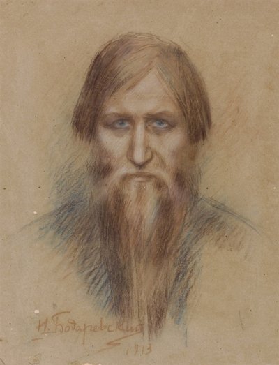 Portrait of the Russian mystic Grigory Rasputin 1869-1916 by Nikolai Kornilovich Bodarevsky