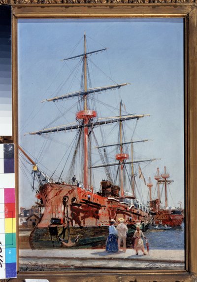 Building of the Protected Cruiser Admiral Kornilov in Brittany by Nikolai Nikolaevich Gritsenko
