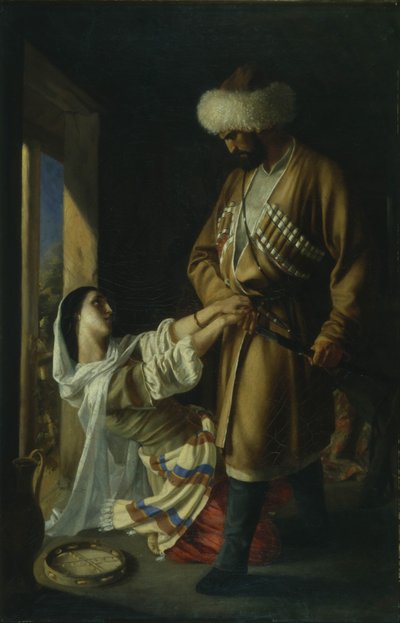 Leila and Khadji Abrek After the poem by M. Lermontov by Nikolai Nikolayevich Ge