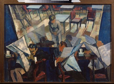 Cafe - Painting by Nikolai Pavlovich Ulyanov by Nikolai Pavlovich Ulyanov