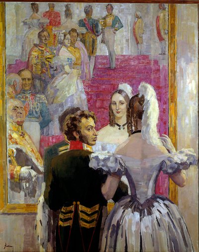 Russian Poet Alexander Pushkin and His Wife Natalia Gontcharova at the Anichkof Palace Ball by Nikolai Pavlovich Ulyanov