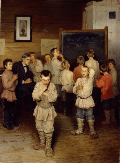 Mental calculation at primary school, 1895 by Nikolai Petrovich Bogdanov Belsky