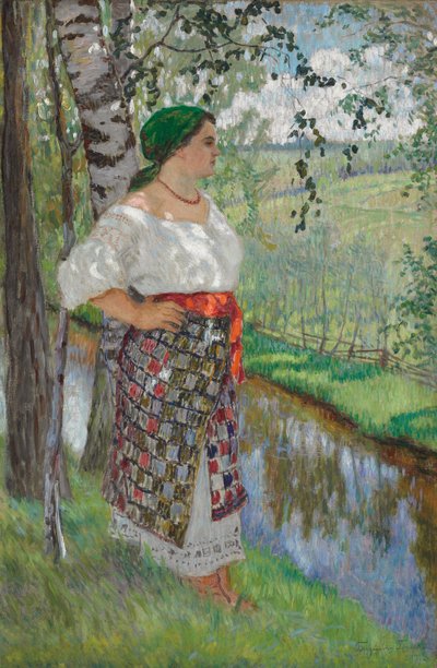 Peasant Woman by a Brook by Nikolai Petrovich Bogdanov Belsky