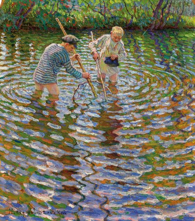 Young Boys Fishing for Crayfish by Nikolai Petrovich Bogdanov Belsky